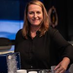 Jamie Foster, principal investigator, ADSEP-UMAMI (Understanding of Microgravity on Animal-Microbe Interactions experiment), describes the experiment during a What’s On Board Science Briefing on June 2, 2021, at Kennedy Space Center.